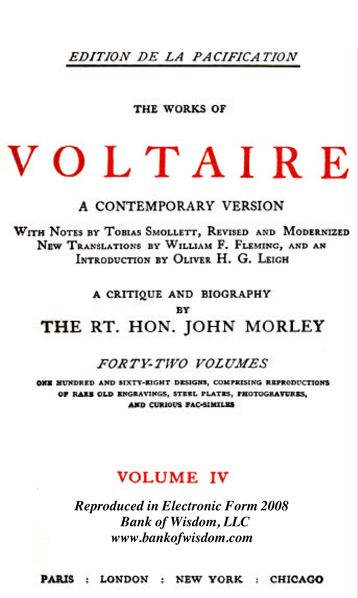 (image for) The Works of Voltaire, Vol. 4 of 42 vols + INDEX volume 43